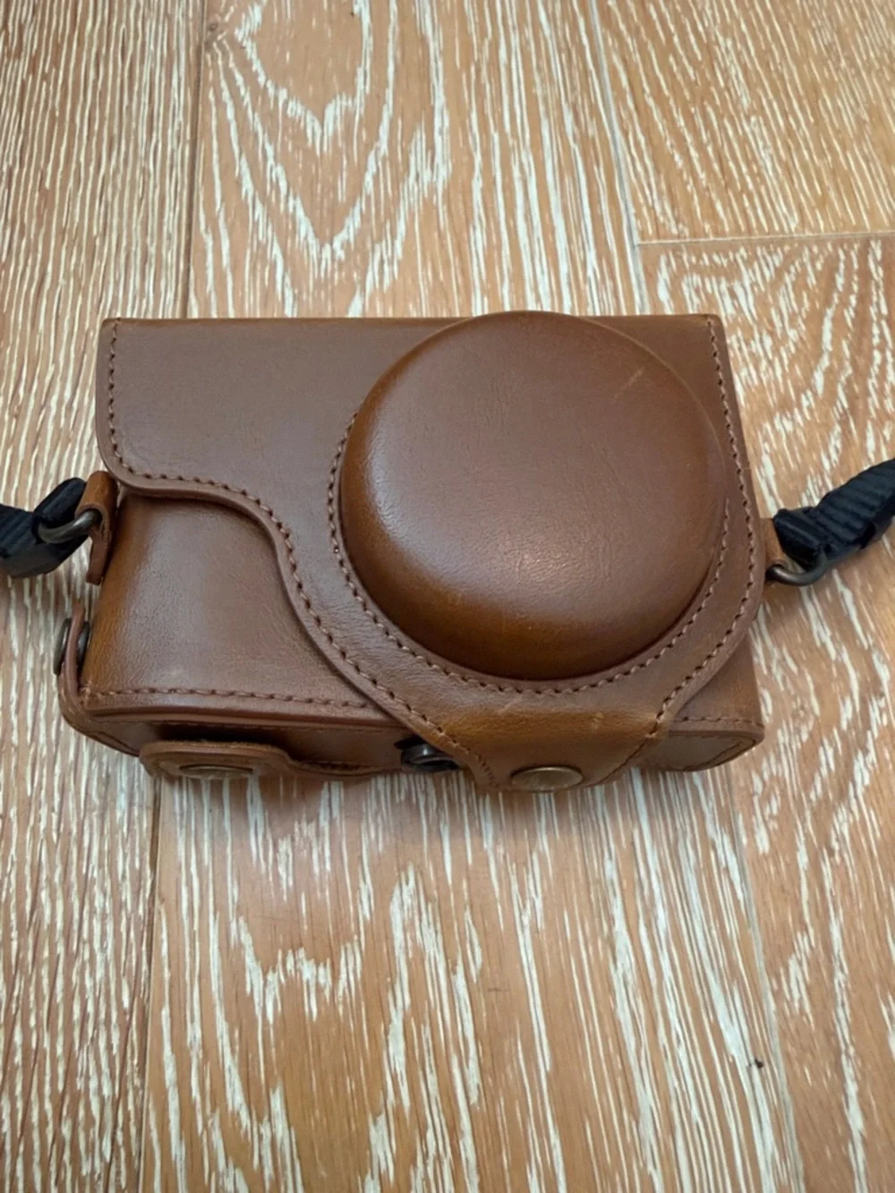 New Leather Camera Case with Neck Strap - Brown